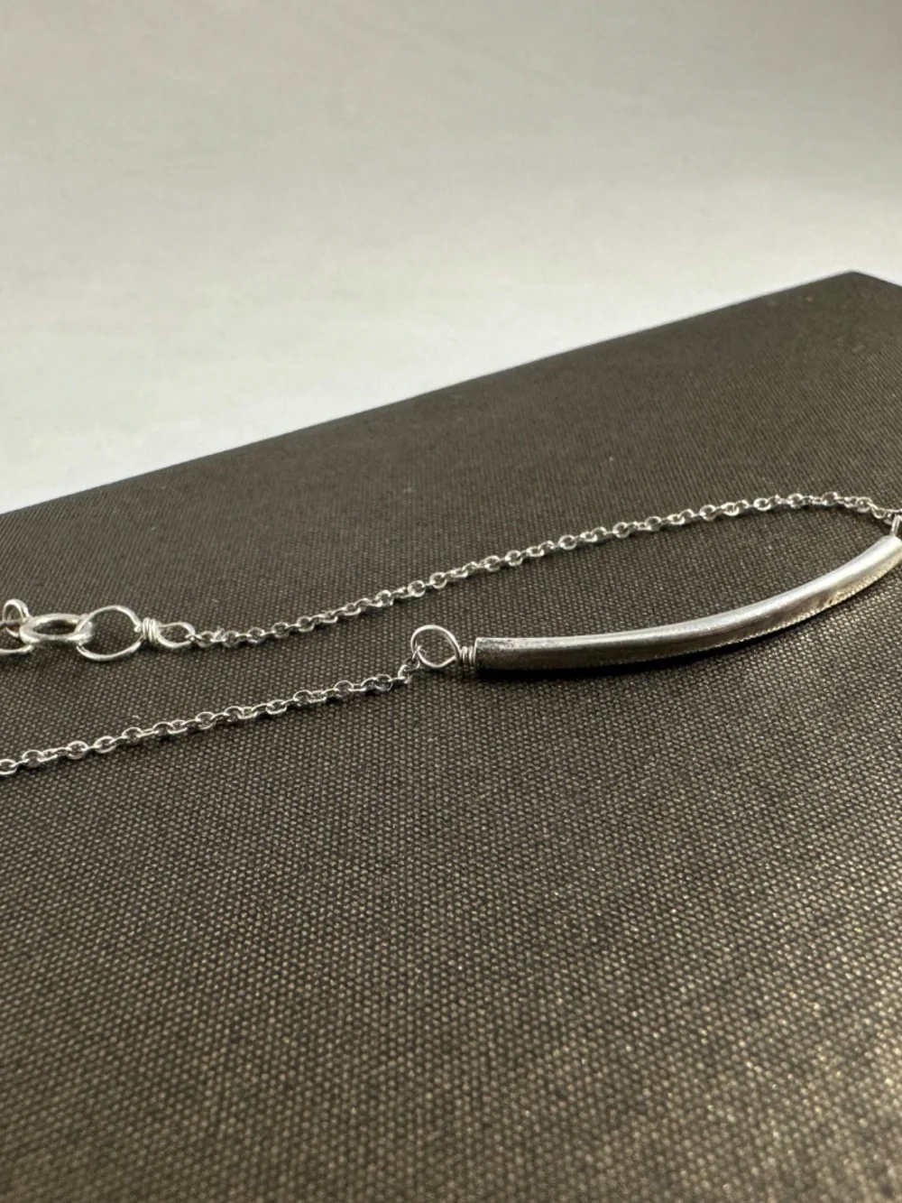 Sterling Silver Curved Bar Bracelet Minimalist Dainty Chain Bar Bracelet Boho St